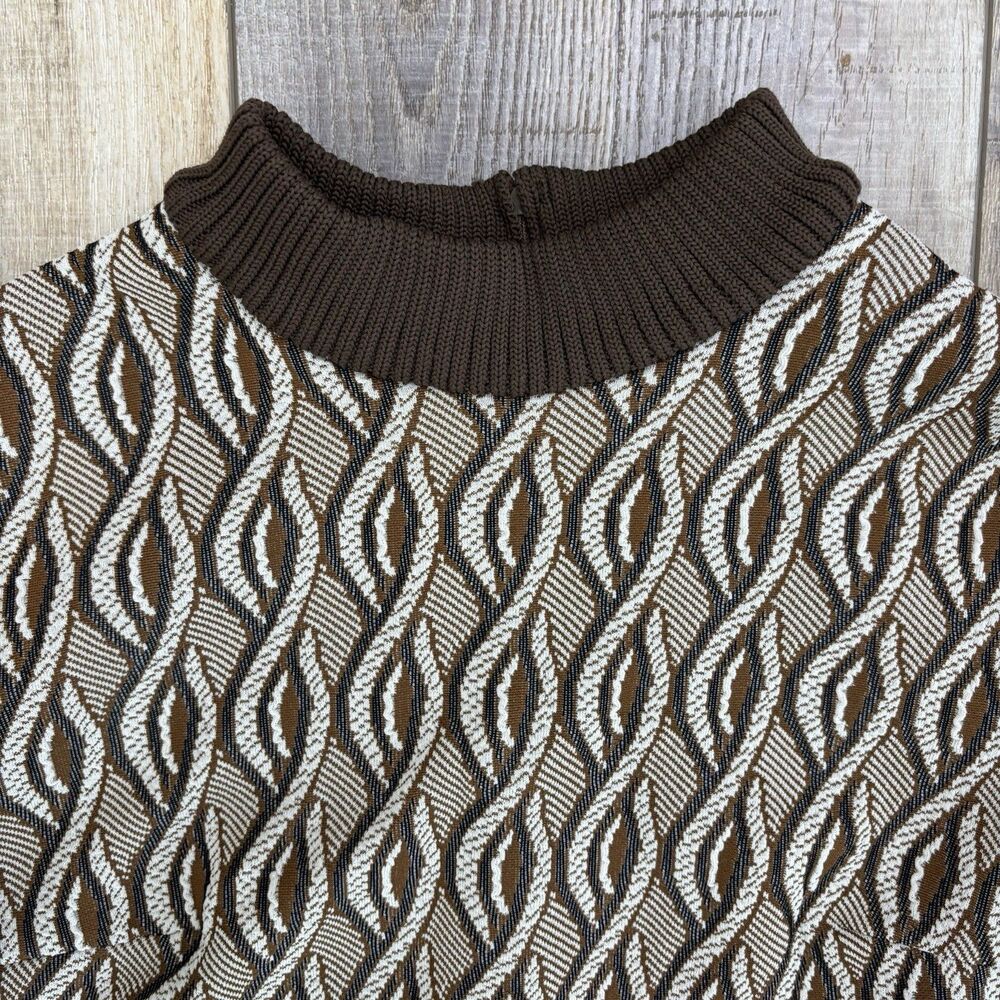 Vtg Womens Bleeker Street Brown Geometric Dress Sz 14 (M/L) Mod Mad Men Retro - Picture 4 of 16